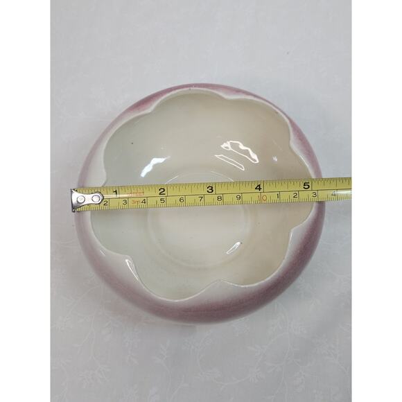 Vintage Oxford Blood Red Cream Pottery Bowl Made in USA #3 5" Scalloped Bowl - Picture 7 of 8